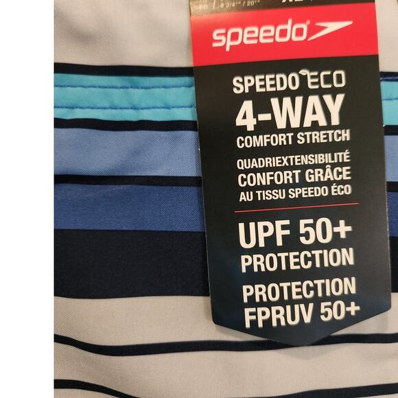 Speedo Swim Trunks Men's Sz XL Blue Gray Striped Design Mesh Lined Stretch NWT - Picture 4 of 5